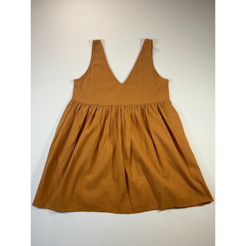 Audrey‎ 3+1 Linen Look Sleeveless Mini Dress Rust Orange BABYDOLL Sz S